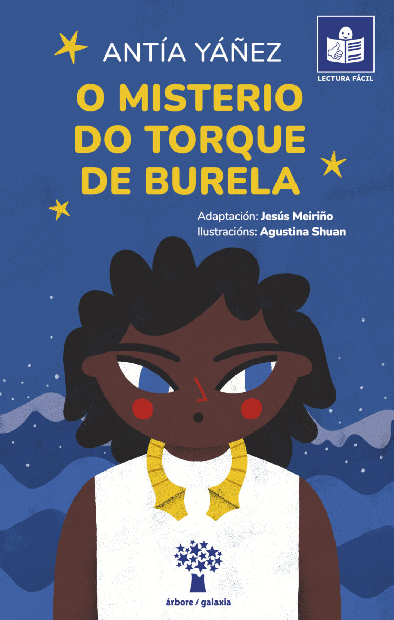 Portada da edición en Lectura Fácil de O misterio do torque de Burela, con ilustración de Agustina Shuan